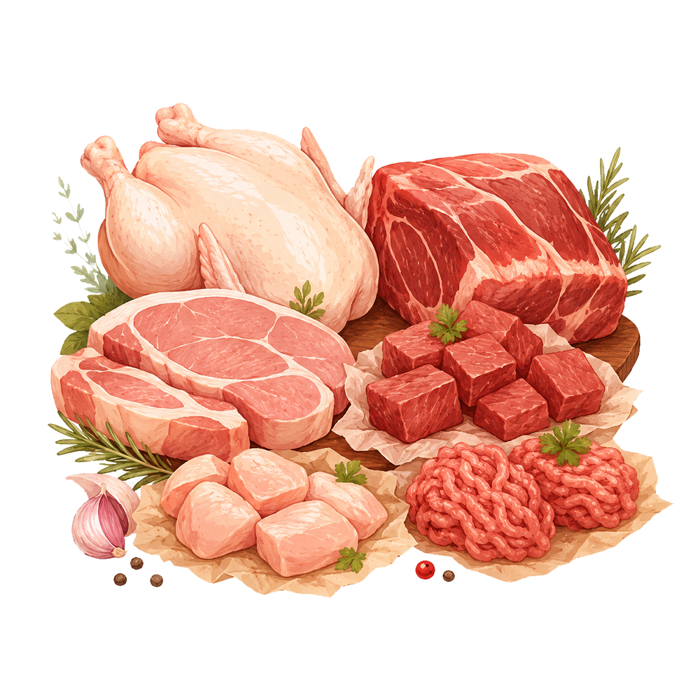 Selección de carne fresca